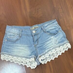 FORTNER FRENZY Light Blue Jean Shorts with Lace